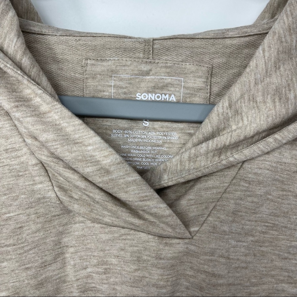 SONOMA LIGHT TAN SUPER SOFT TUNIC STYLE LIGHTWEIGHT PULLOVER HOODIE SMALL - Picture 4 of 4